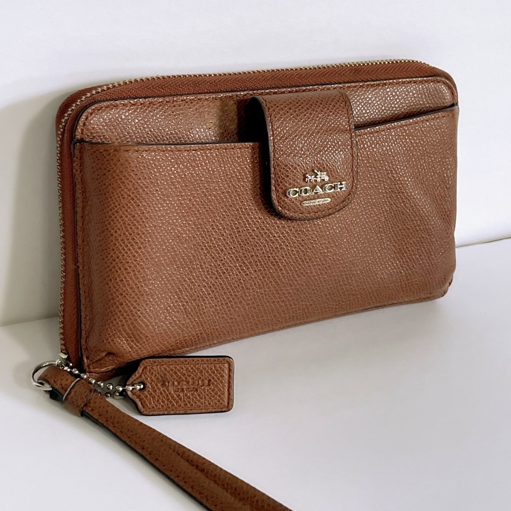 Coach Caramel Leather Smartphone Wristlet